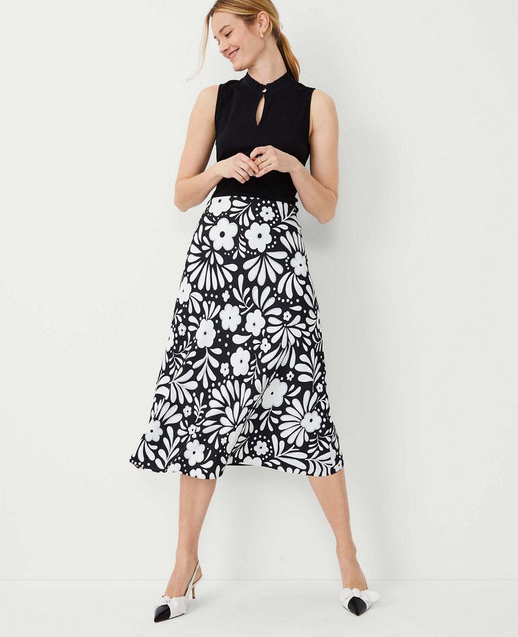 Petite Floral Bias Midi Slip Skirt