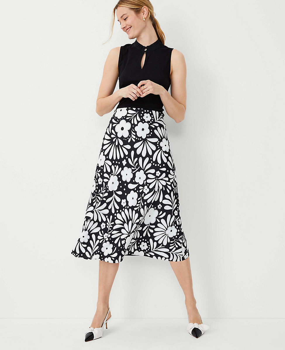Petite Floral Bias Midi Slip Skirt