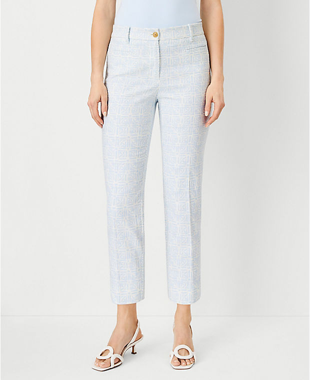 The Cotton Crop Pant in Geo Texture - Curvy Fit