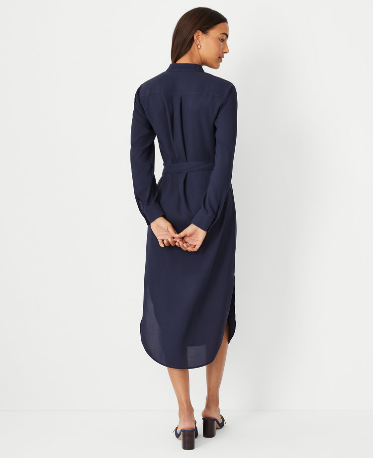 Tall Stand Collar Belted Pocket Shirtdress