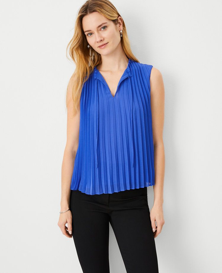 Pleated Tie Neck Top