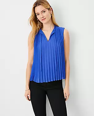 Pleated Tie Neck Top carousel Product Image 3