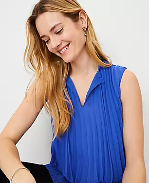 Pleated Tie Neck Top carousel Product Image 1