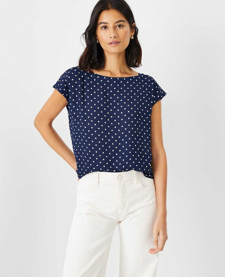 Ann Taylor Dotted Boatneck Tee