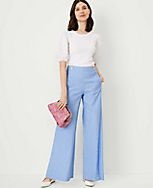 The Petite Wide Leg Sailor Palazzo Pant in Chambray carousel Product Image 1
