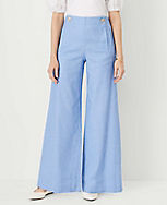 The Petite Wide Leg Sailor Palazzo Pant in Chambray carousel Product Image 2