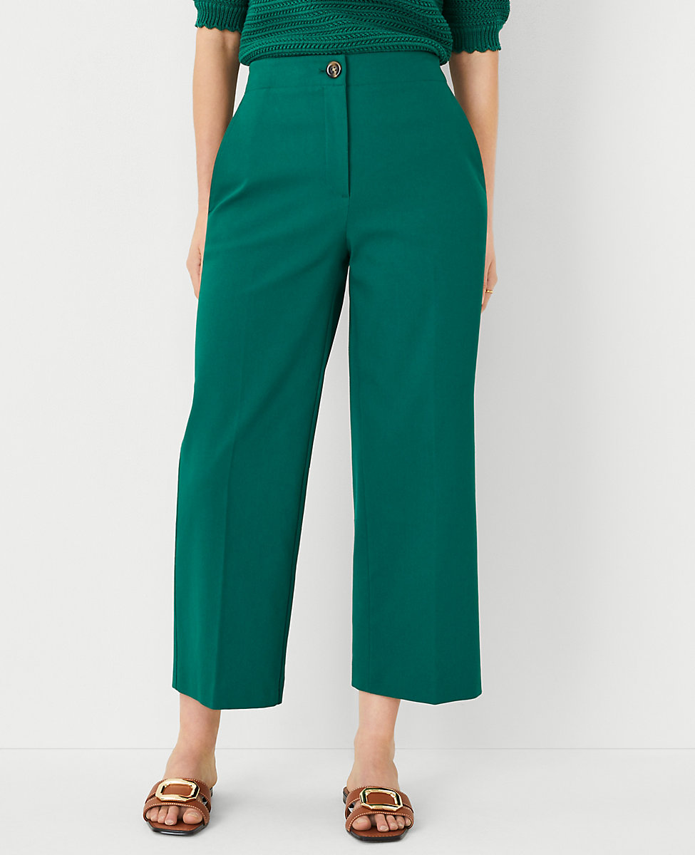 The Petite High Rise Kate Wide Leg Crop Pant in Texture - Curvy Fit