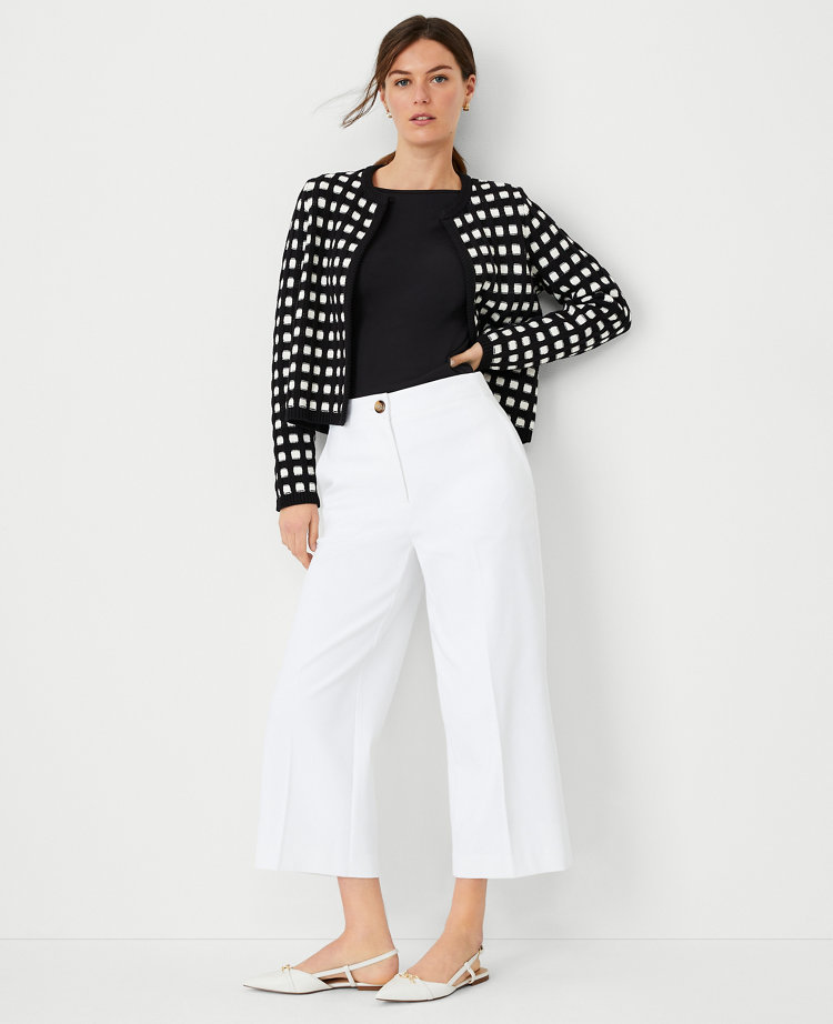 The Petite High Rise Kate Wide Leg Crop Pant in Texture - Curvy Fit