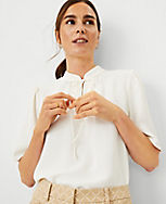 Petite Stand Collar Tie Neck Top carousel Product Image 3