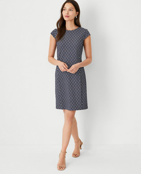 Ann Taylor Petite Checked Flare Dress