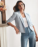 Petite Cropped Double Breasted Blazer in Crepe carousel Product Image 1