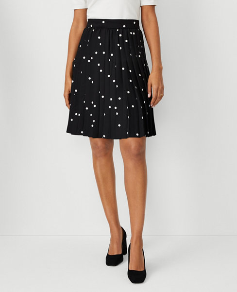 Petite Dotted Pleated Skirt