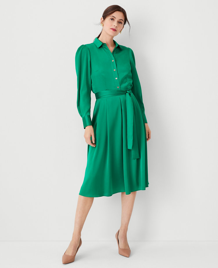 Ann Taylor Petite Pleated Shirtdress