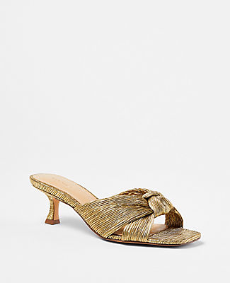 Ann Taylor Metallic Pleated Knotted Sandals
