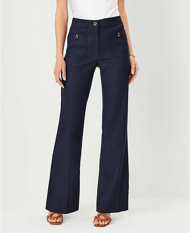 The Petite High Rise Patch Pocket Boot Pant in Linen Blend