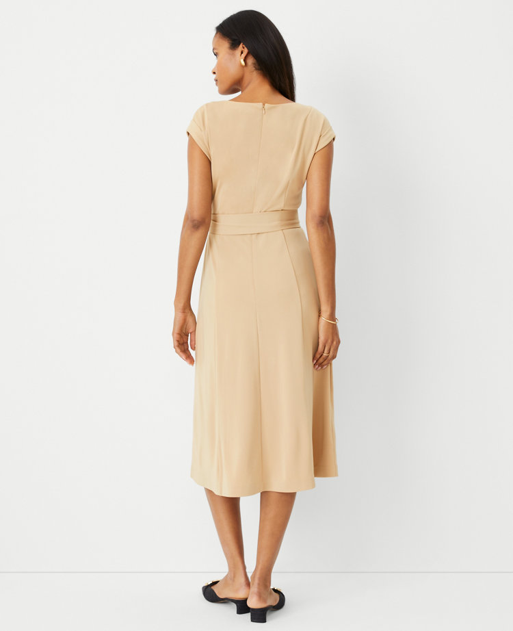 Ann Taylor Belted Cap Sleeve Flare Dress Baguette Women's