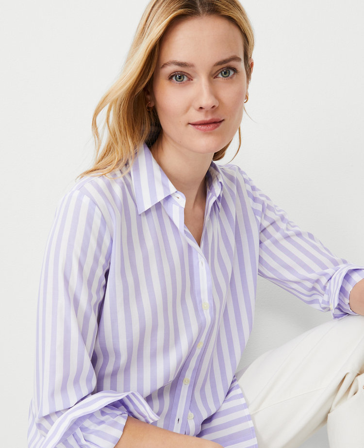 Ann Taylor Tall Stripe Relaxed Perfect Shirt