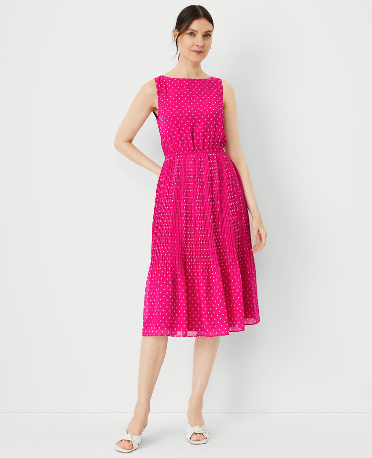 Ann Taylor Dot Pleated Flare Dress