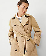 Petite AT Weekend Quilted Mixed Media Trench Coat carousel Product Image 3