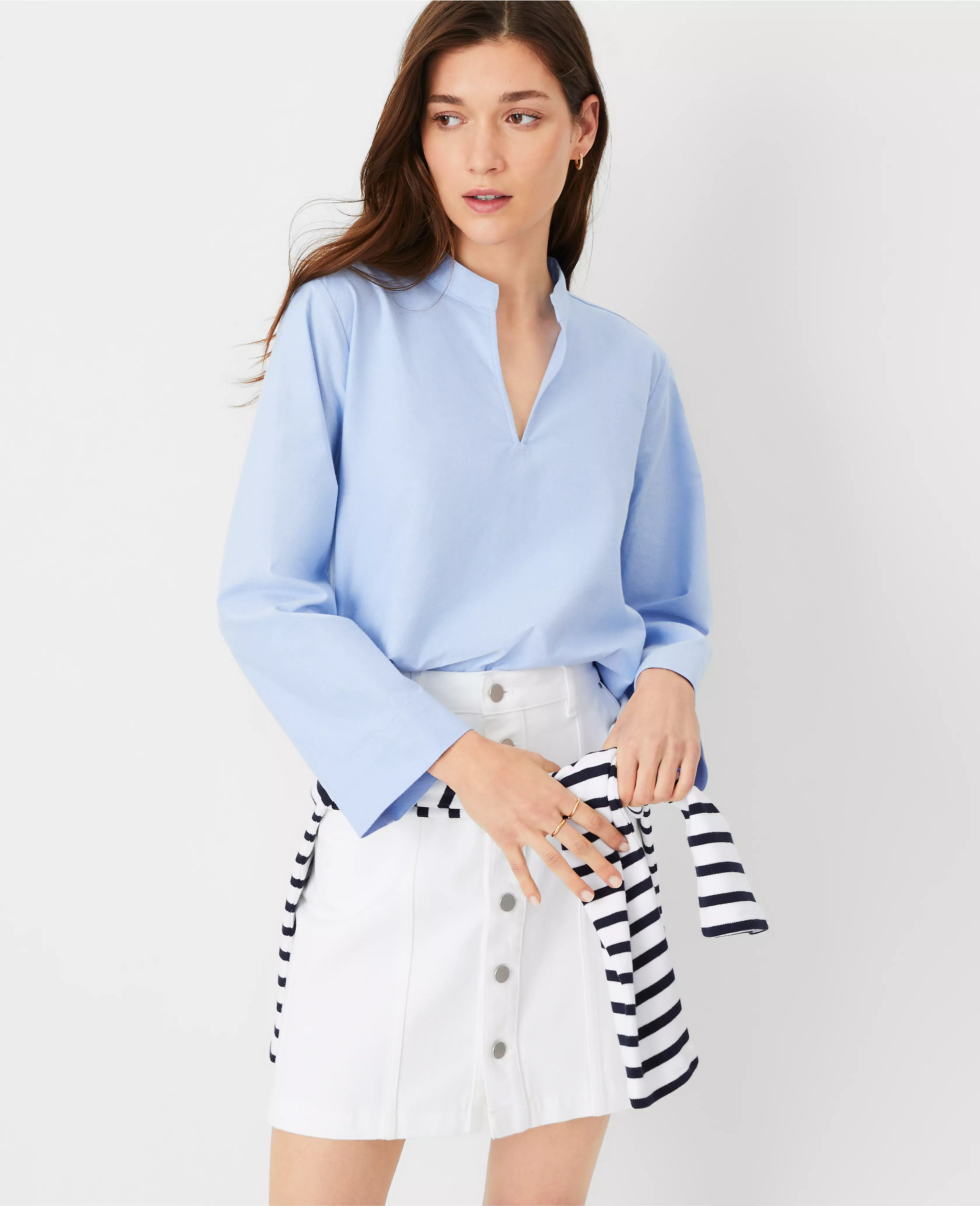 Petite AT Weekend Oxford V-Neck Popover