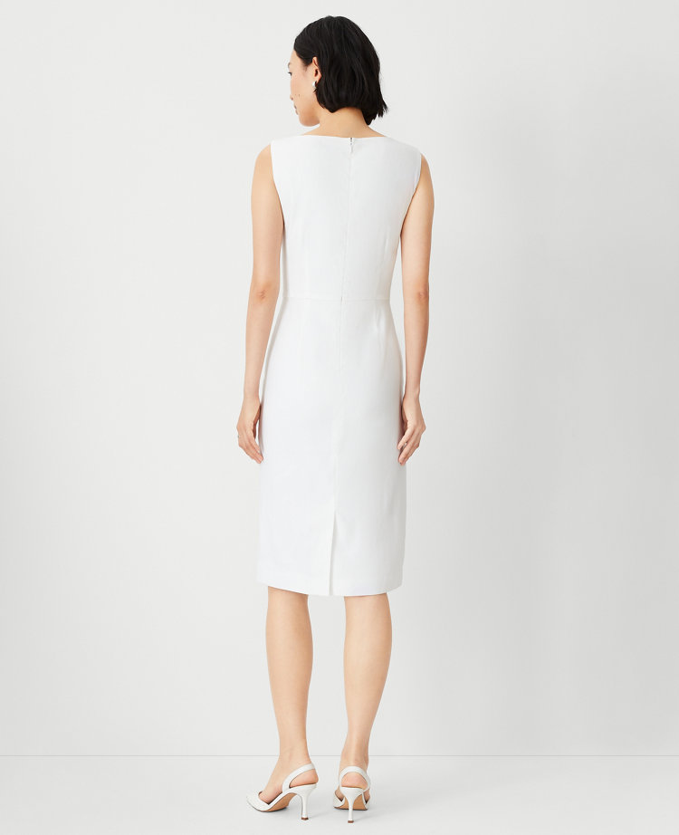 The Scoop Neck Sheath Dress in Herringbone Linen Blend