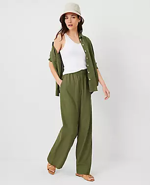 AT Weekend Easy Straight Leg Pants in Linen Blend carousel Product Image 1