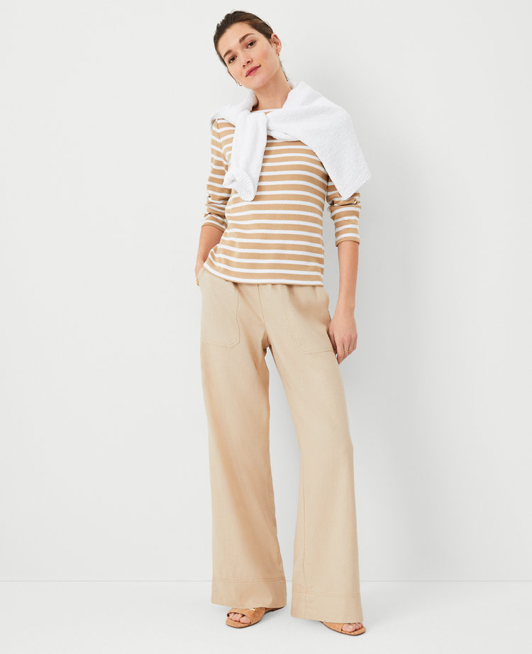 Ann Taylor AT Weekend Easy Straight Leg Pants Linen Blend