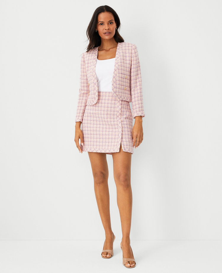 Petite Tweed Short V-Neck Jacket