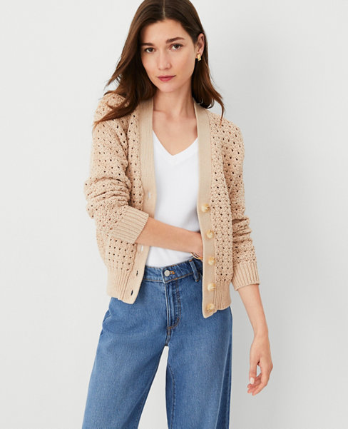 AT Weekend Mesh Stitch V-Neck Cardigan carousel Product Image 2
