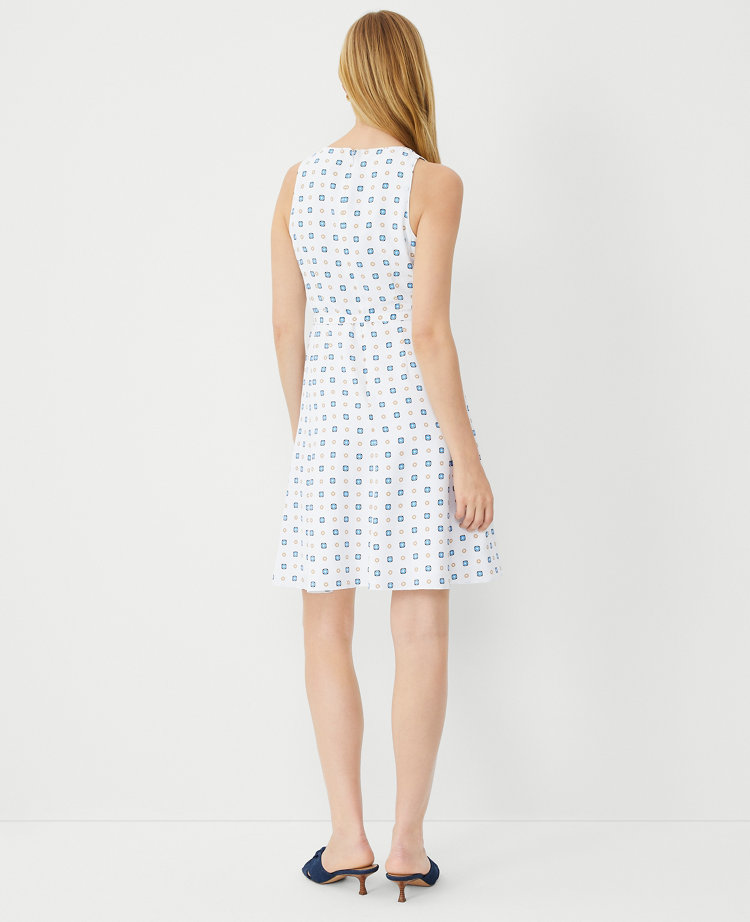Geo Georgette Belted Flare Dress