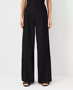 The Petite High Rise Pleated Wide Leg Pant in Linen Twill - Curvy Fit carousel Product Image 1