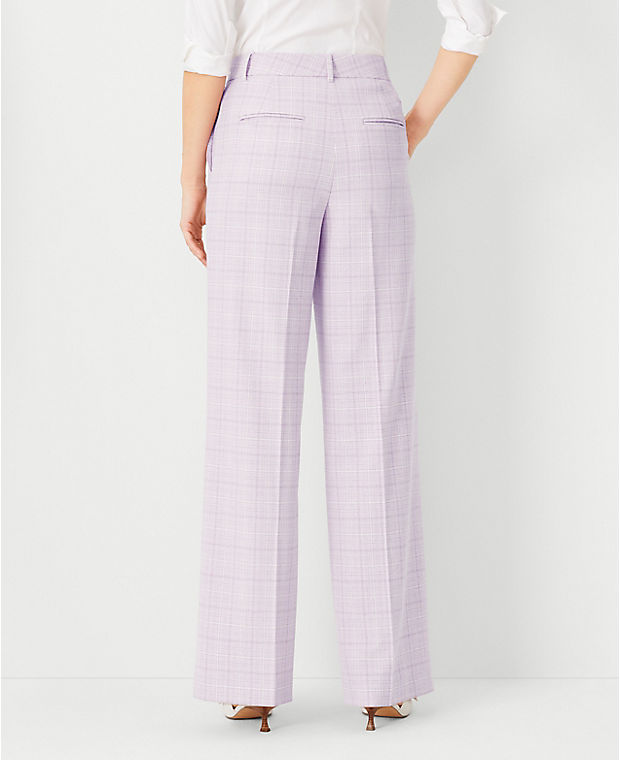 The Petite High Rise Wide Leg Pant in Plaid