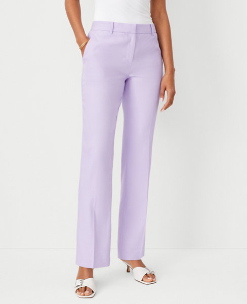 The Petite Mid Rise Sophia Straight Pant in Linen Twill