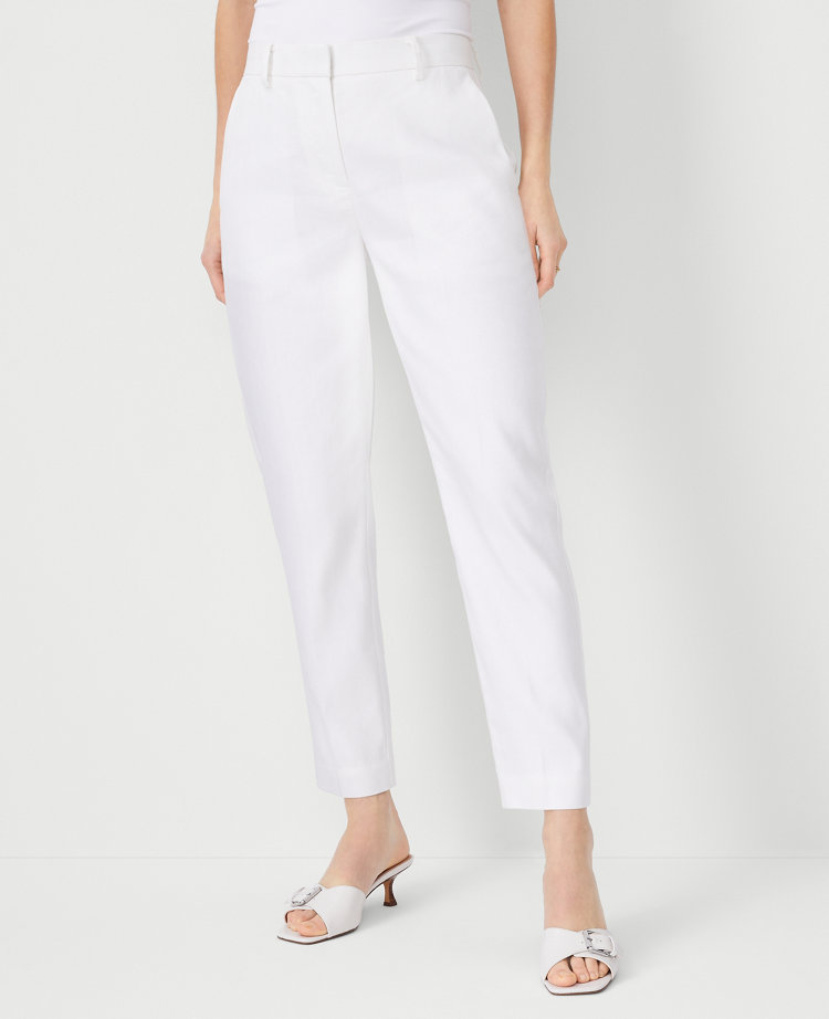 The High Rise Ankle Pant in Herringbone Linen Blend - Curvy Fit