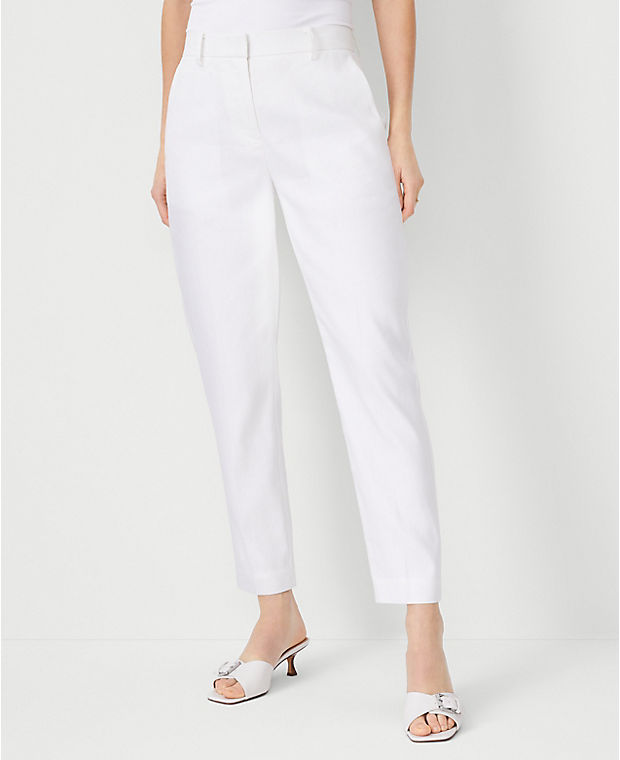 The High Rise Ankle Pant in Herringbone Linen Blend - Curvy Fit