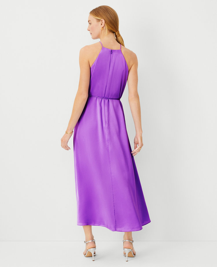 Ann Taylor Petite Criss Cross Halter Maxi Dress Violet Women's