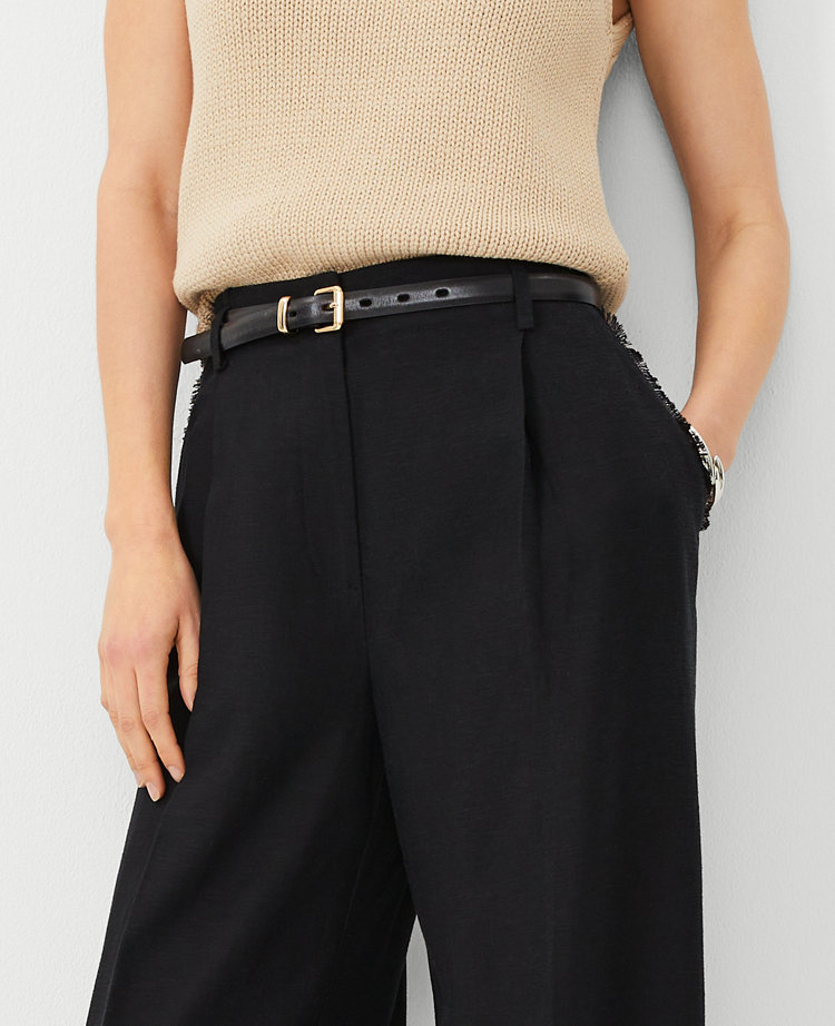 The Petite Fringe Single Pleated Wide Leg Pant in Texture