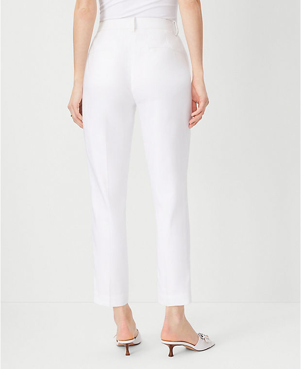 The Petite High Rise Ankle Pant in Herringbone Linen Blend - Curvy Fit