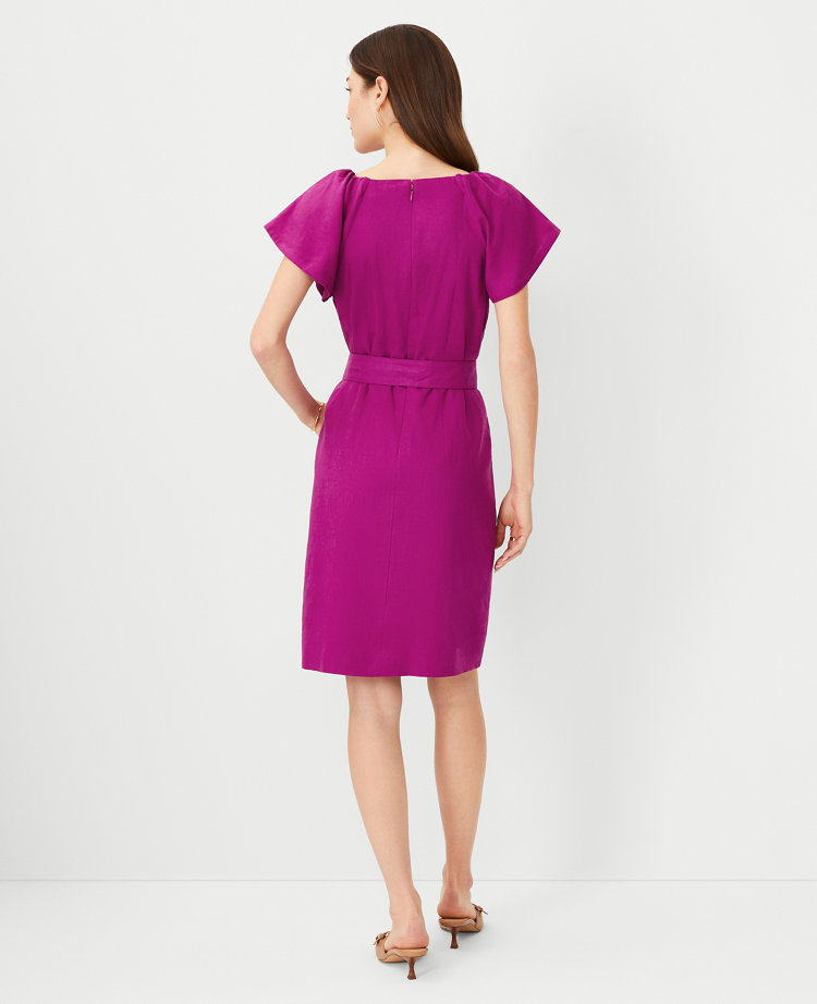 Petite Linen Blend Boatneck Shift Dress