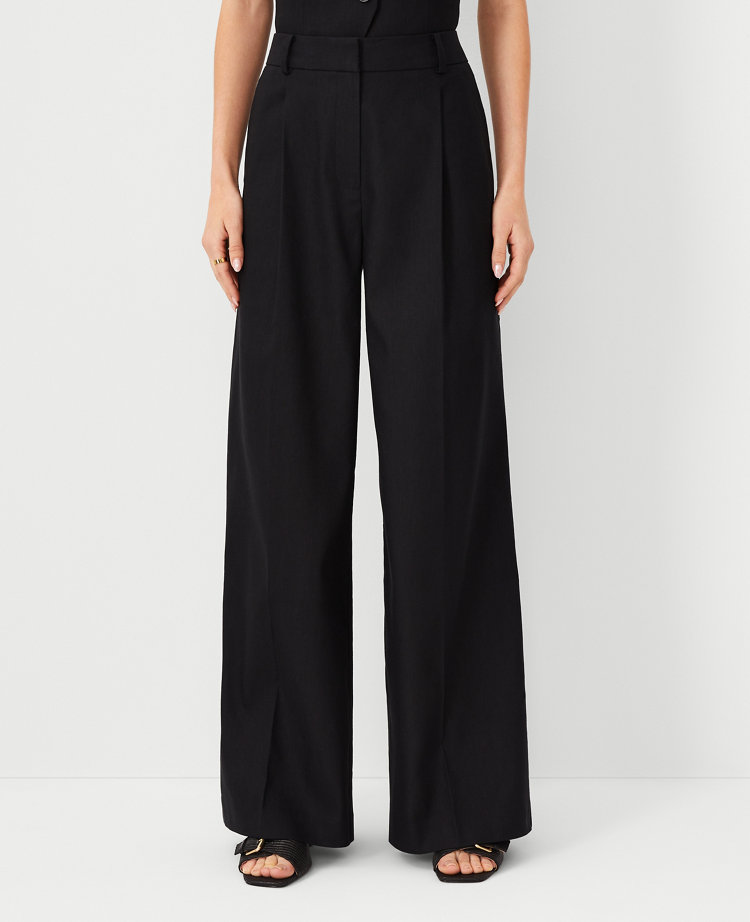 Ann Taylor The High Rise Pleated Wide Leg Pant Linen Twill