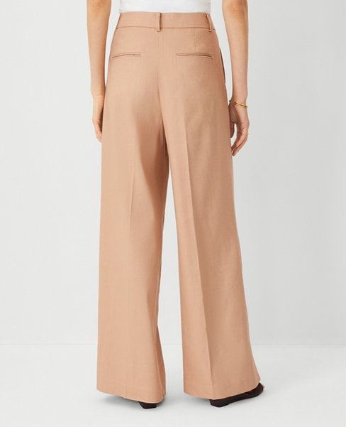 The High Rise Pleated Wide Leg Pant in Linen Twill - Curvy Fit