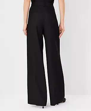 The Petite High Rise Pleated Wide Leg Pant in Linen Twill carousel Product Image 3