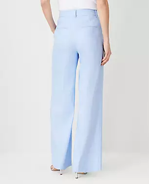 The Petite High Rise Pleated Wide Leg Pant in Linen Twill carousel Product Image 2