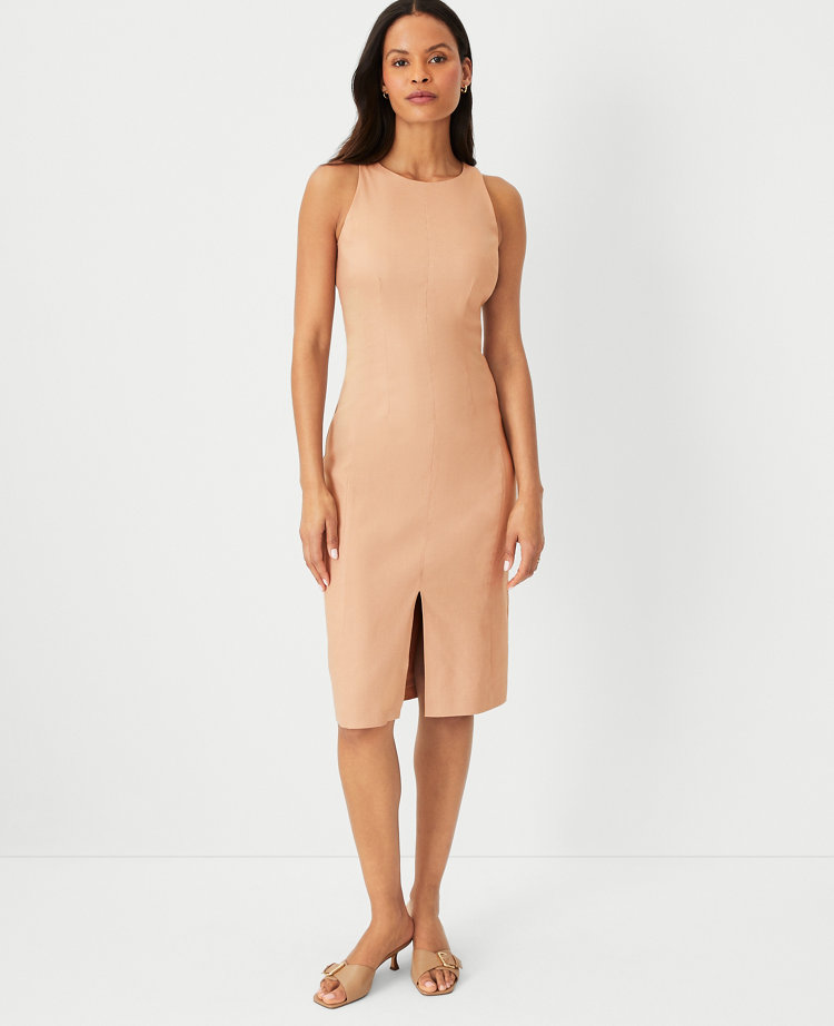 Ann Taylor The Cutaway Sheath Dress Linen Twill