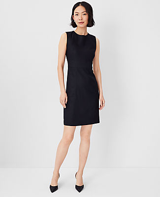Ann Taylor The Petite Seamed Fitted Shift Dress Linen Twill