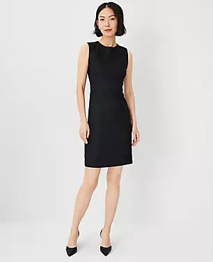 The Petite Seamed Fitted Shift Dress in Linen Twill carousel Product Image 1