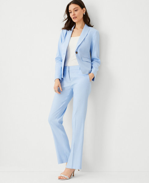 The Petite Mid Rise Straight Pant in Linen Twill