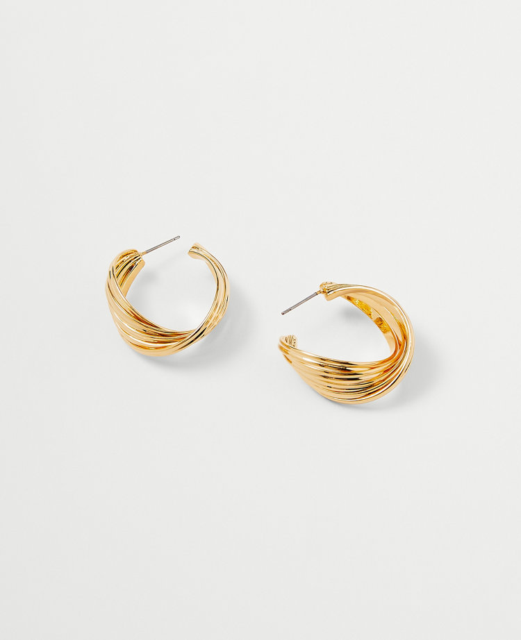 Textured Metal Twist Hoop Earrings