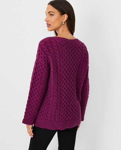 Cable Relaxed Boatneck Tunic Sweater