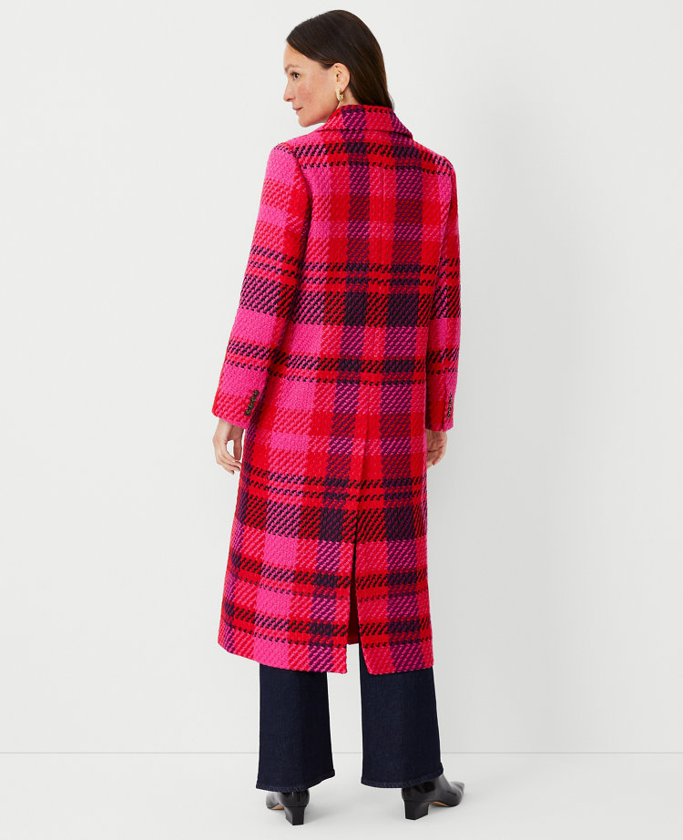 Plaid Long Double Breasted Coat